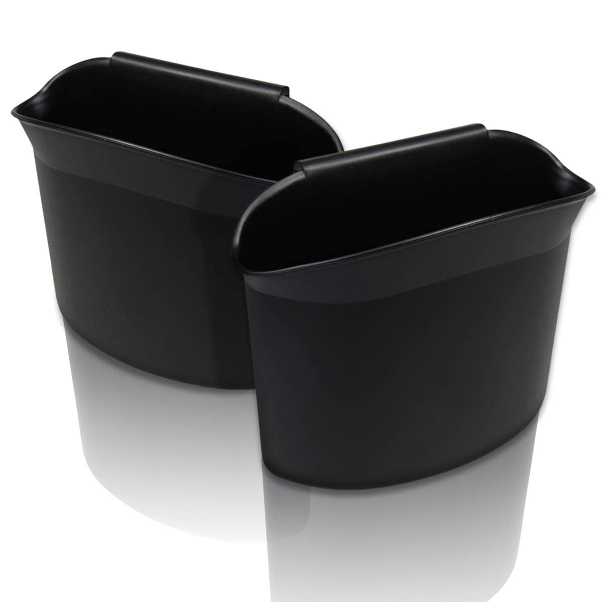ZONETECH Portable Hanging Mini Car Garbage Can – Classic Black Trash Container - Premium Quality Automotive Universal Compact Traveling Wastebasket for Vehicle,Office, Home (1-Pack)