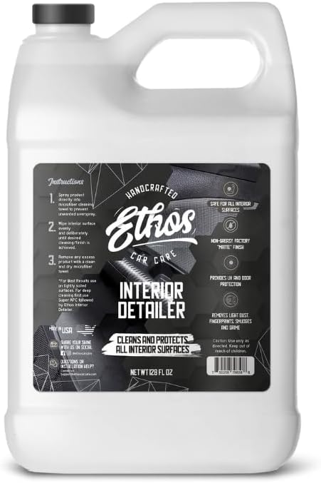Ethos Interior Detailer Spray - Interior Car Cleaner Easily Cleans & Protects All Interior Surfaces | Non Greasy Satin Finish with UV Protection & Odor Neutralizing Agents