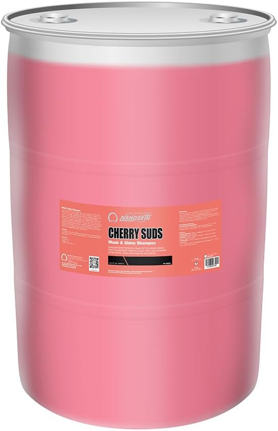 Nanoskin CHERRY SUDS Foaming Car Wash Concentrated Shampoo 5 Gallons for Foam Cannons, Foam Guns, Bucket Washes | Pressure Washer Safe, Cherry-Scented Soap | Ideal for Cars, Trucks, Motorcycles, RVs