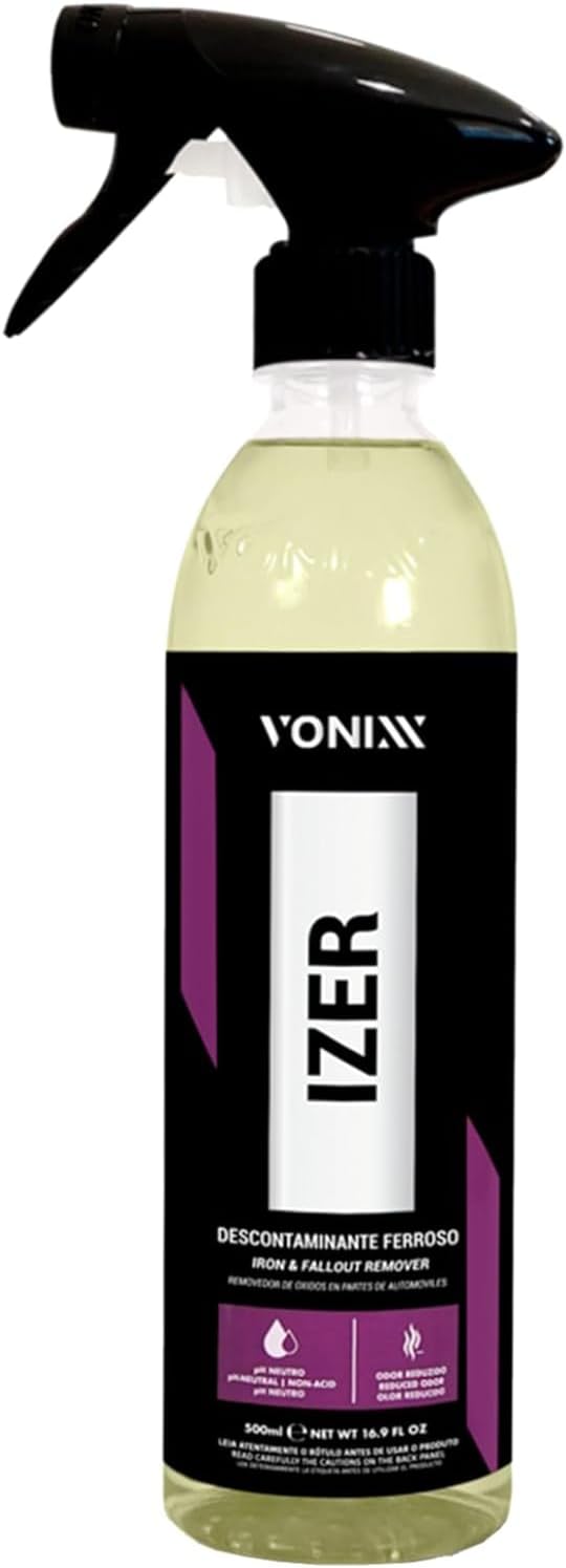 Vonixx Izer Iron Remover Spray | pH-Neutral, Non-Acidic Formula | Easy Application | Reduced Odor Formula | Keep Your Vehicle Looking Like New | Car detailing supplies | 16.9 fl oz (500 ml)