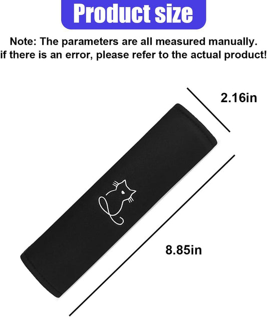 2PCS Car Seat Belt Covers, Breathable Soft Seat Strap Cushion Pad for Neck Shoulder Protection, Universal Safety Vehicle Interior Harness Pad Accessories for Cars, SUVs, Trucks (Cat)