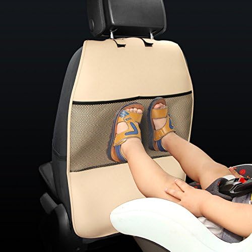 HCMAX 2 Pack Kick Mat Car Seat Back Protector Waterproof Easy to Clean Multifunctional Organizer Storage Bag Travel Accessory PU Leather Black