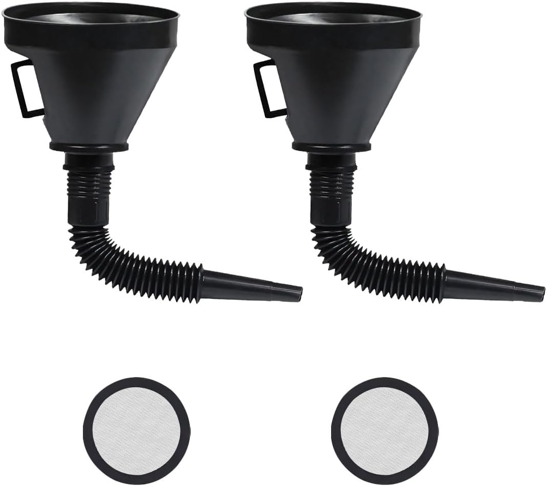 ZIMISI Wide Mouth Oil Funnel with Handle, Flexible Funnel with Hose Extension, Mesh Screen Filter, Oil Change Funnels for Automotive Use, Fits Liquid, Diesel, Kerosene, Gasoline (1PCS)