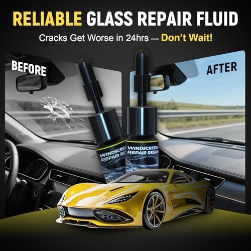 Windshield Chip Repair Kit, Windshield Repair Kit, DIY Car Glass Resin Repair Kit with Enhanced Injection Head Suction Cup Quick Fixing for Bullseye Cracks & Chips,2 Pack