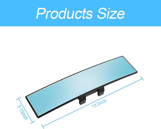 8sanlione Car Rearview Mirrors, Shock Resistant Interior Clip-on Panoramic Rear View Mirror for Car, Wide Viewing Range, 12 inch HD Universal Use for Cars, SUVs, Trucks, Vehicles (White)