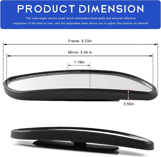 2 PCS Blind Spot Mirror, Adjustable Wide Angle Convex Side Rearview Mirrors, Long Framed Rectangular HD Glass Rear View Mirror for Sedans SUVs Trucks, Car Accessories (Framed Medium)