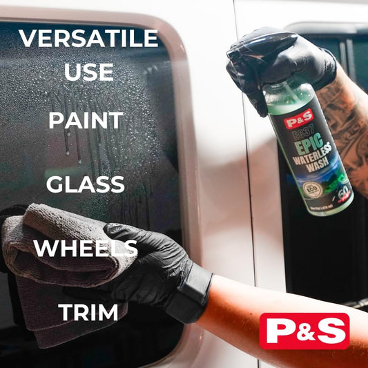 P&S Professional Detail Products Epic Waterless Wash – No-Water Car Cleaner, Polymer Gloss Intensifier, Safe on Paint, Metal & Glass, Quick Detailer & Wax Alternative, 1 Pint