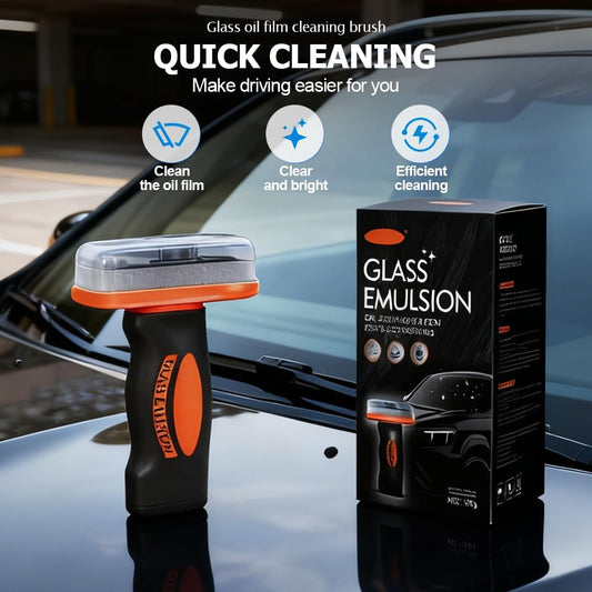 2026 New Handheld Glass Oil-Film Remover, Car Glass Cleaner Oils Film Cleaning Brush, Q4 Glass Guard Windshield Cleaner & Oil Films Remover Emulsion Coating for Cars Window, Crystal Clear View (1Pcs)