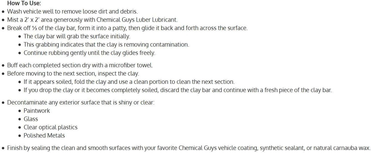 Chemical Guys Clay Bar Kit, Medium Duty with Luber Synthetic Lubricant – Removes Embedded Dirt, Restores Smooth Paint, Preps for Wax and Sealant - Safe for Cars, Trucks, SUVs, 16 oz, 2 Items