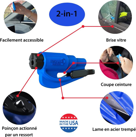 resqme The Original Emergency Keychain Car Escape Tool, 2-in-1 Seatbelt Cutter and Window Breaker, Made in USA, Rainbow Pack 8 Colors - Compact Emergency Hammer