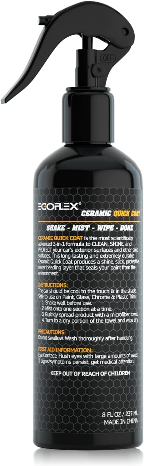 Ceramic Coating for Cars Wax & Polish Detailing Spray - Automotive Clean Shine Protect Paint Sealant Waterless Wash Hydrophobic SiO2 Top Clear Coat for Car, SUV, Motorcycle, RV, Boat, Yacht 8oz