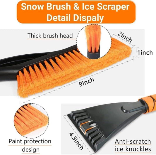 Snow Brush & Ice Scraper, 27 Inch, Ice Scrapers for Car Windshield, Detachable Snow Removal Tool with Ergonomic Foam Grip for Cars, Trucks, Suvs (Heavy Duty Abs, PVC Brush)