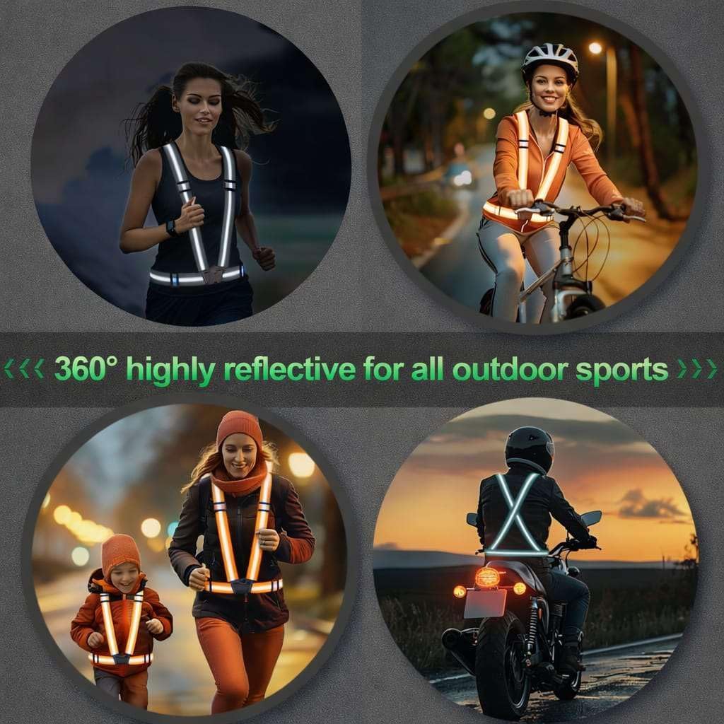 2 Packs Reflective Vest Running Gear, High Visibility Reflective Running Gear Adjustable Elastic Safety Vest for Night Jogging, Biking, Walking or Dog Walking, Running Vest for Men Women Children