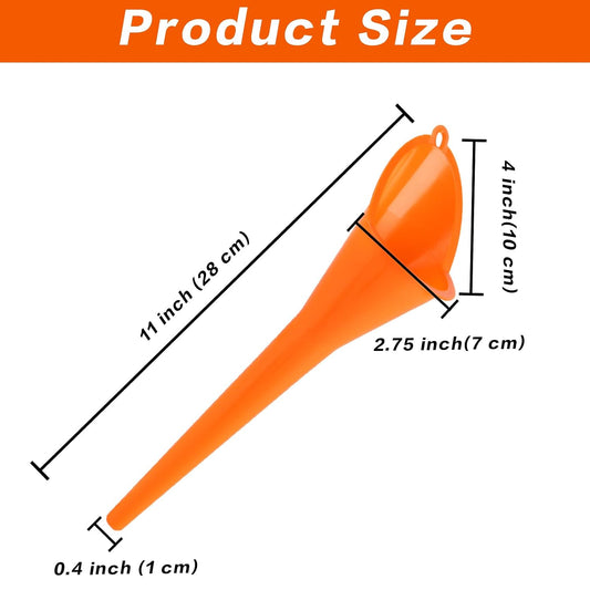 5 Pcs Plastic Long Neck Oil Funnel for Oil Change,Multi-Function Long Funnel for Transmission Fluid Automotive Funnels, Car Water Diesel Fuel Kerosene Liquids Engine Set(Orange)