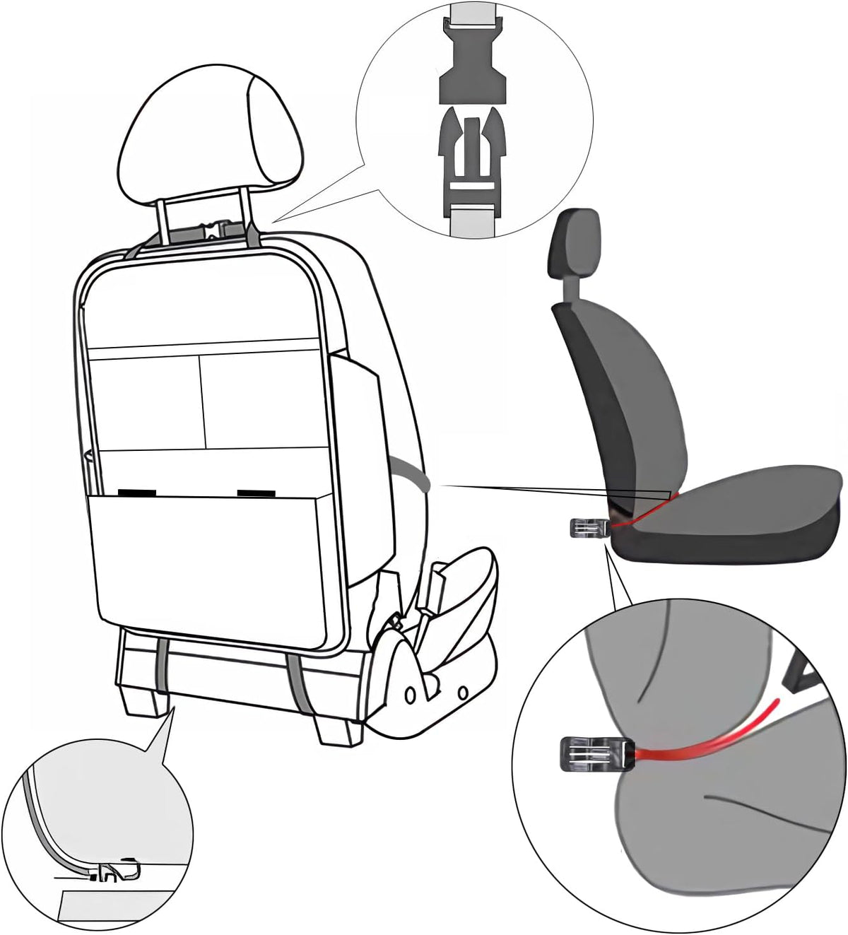 TAIKOO Seat Back Protector,Shields Seat Backs From Kicks and Adds Storage | kick mats back seat protector easy to install and clean, well-crafted, sturdy, durable and stylish.2 Pack