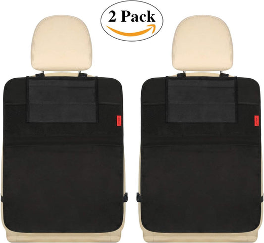 Kaiphy Car Backseat Organizer Premium Quality Car Kick Mats with 10" Tablet Holder - Extra Large Pocket- Sturdy Top 2Pack