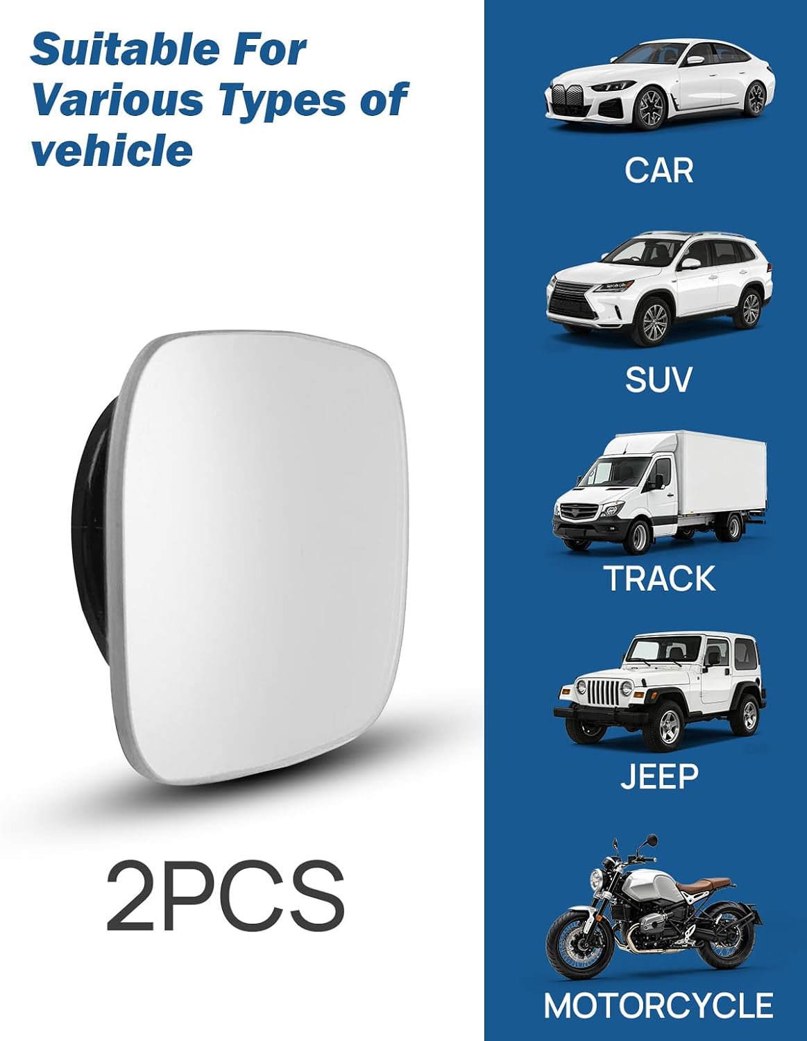 JOYTUTUS Blind Spot Mirror 2 Pack HD Frameless Convex Glass for Wide Angle View and Safer Lane Changing Compatible with Cars SUVs Trucks RVs Easy Stick On & Long Lasting Durability