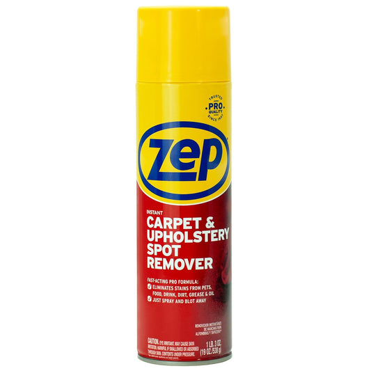 Zep Instant Carpet & Upholstery Spot Remover 19 oz (2 Units) and a Blue Microfiber Rag ECBD027-2-Pack Powerful Stain Remover for Carpet, Rugs, and Upholstery Paired with a Reusable Cloth