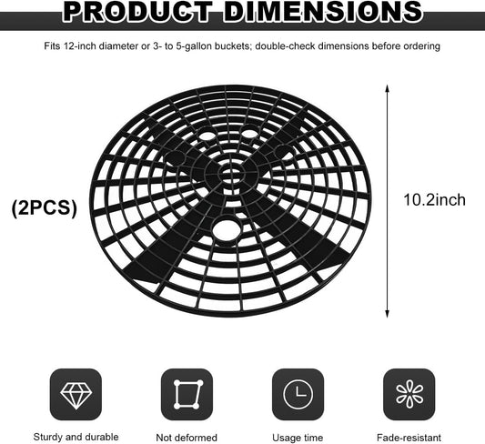 Sun Walker 2PCS Car Wash Bucket Insert, Plastic Vehicle Wash Dirt Guard Insert for Removing Dirt Debris, Auto Detailing Washing Tool Debris Collector Fit 12 Inch Diameter Buckets (Black+Red)