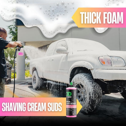 3D Pink Car Soap – 1 Gallon |pH Neutral Car Wash Soap with High Suds & Cherry Scent | Scratch-Free, High Gloss Shine | Safe on Wax & Sealants | Weekly Car Care