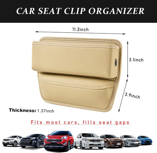 Kewucn Car Seat Gap Organizer, Adjustable Leather Front Seat Gap Filler Storage Box, Multifunctional Auto Console Side Pocket Organizer for Phone Glasses Key Card, Car Accessories (Black)