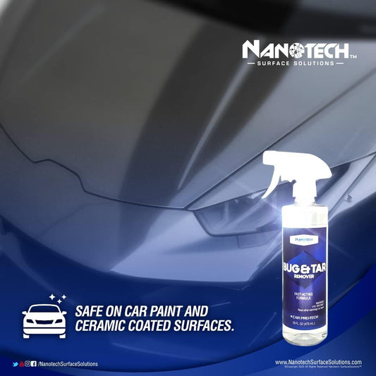 Nanotech Surface Solutions Bug & Tar Remover- Effective Bug Splatter, Tar, Tree Sap, Glue Eliminator- Fast Acting- Safe on Automotive Paint (16 Oz.)