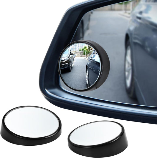 Blind Spot Mirror, HD Glass & ABS Housing, 360° Adjustable Convex Wide Angle Rear View Mirror, Stick-On Universal Fit for Car SUV Truck RV Van, Black (2, Round, Black Stick)