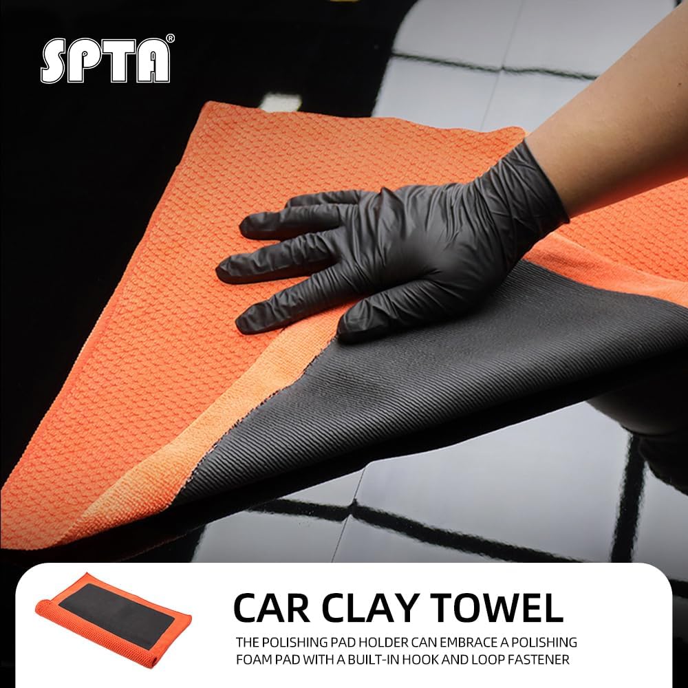 SPTA Clay Mitt, Pro Medium Grade Clay Bar Infused Mitt, Car Detailing Glove Quickly Removes Debris from Your Paint, Glass, Wheels, & More -CB306