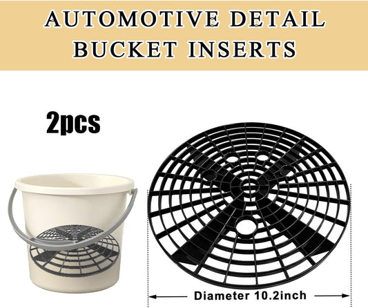 2 PCS Car Wash Bucket Insert, Plastic Wash Bucket Insert Removes Dirt Debris for Car Detailing Cleaning, Auto Detail Grit Trap Fits 12 Inch Diameter or 3-5 Gallon Bucket (Black+Red)