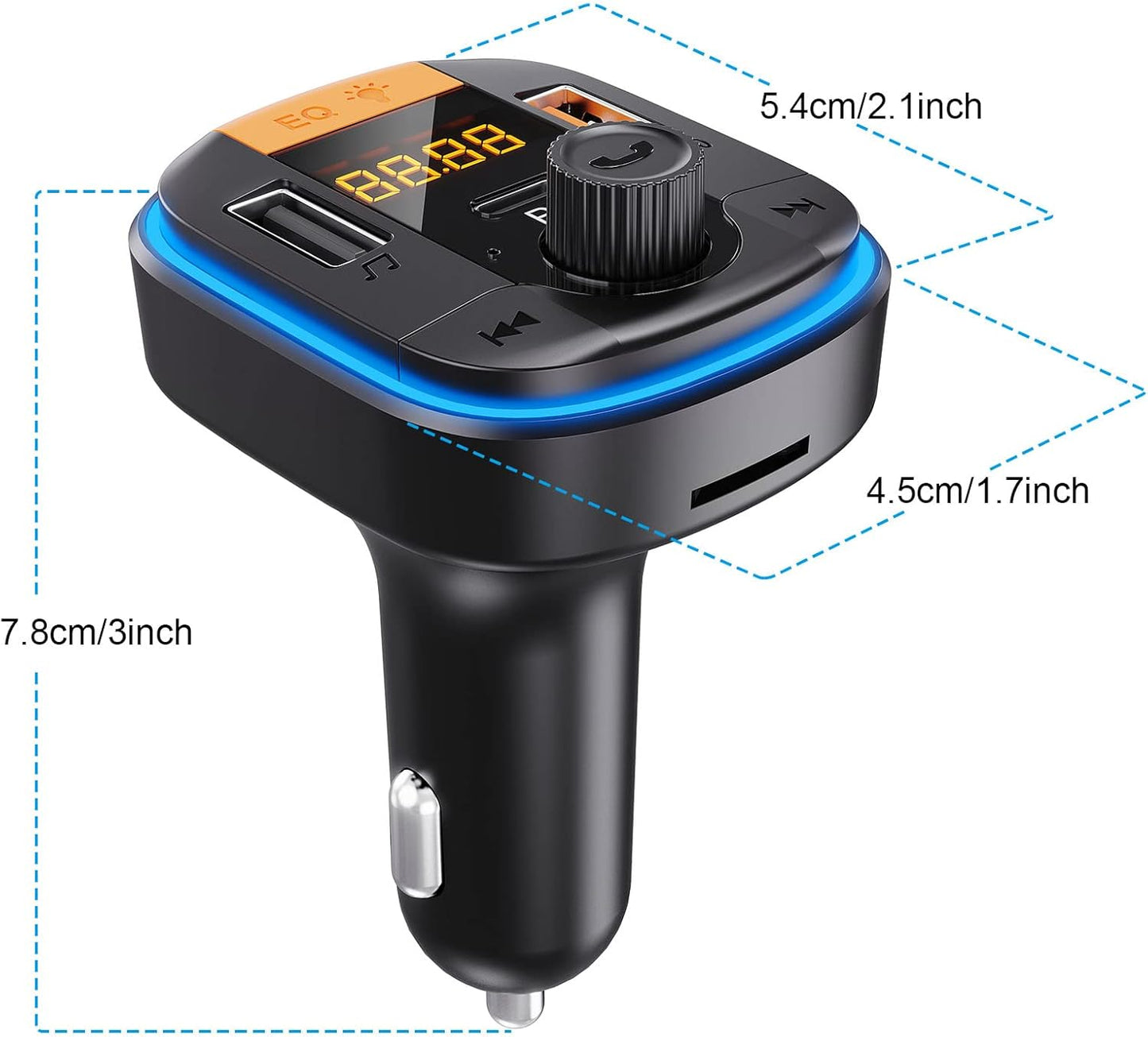 Bluetooth FM Transmitter for Car - BAISHUN Bluetooth 5.0 Adapter PD20W+QC3.0 Cigarette Lighter Radio Receiver Music Player Car Charger Supports Hands-Free Call Siri Google Assistant