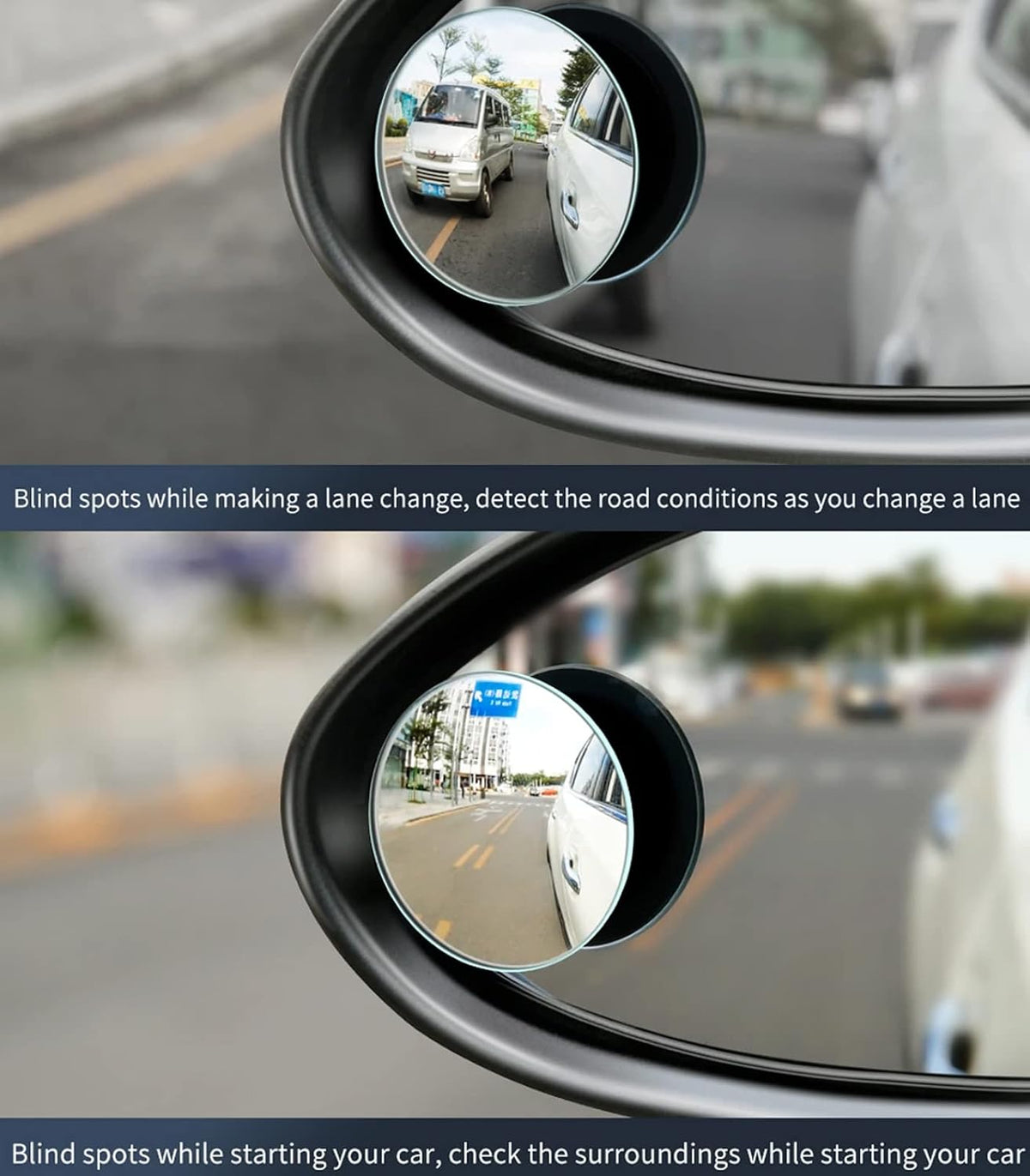 Upgrade HD Glass Wide Angle Blind Spot Mirror, Frameless 360 Adjustable Convex Rear View Mirror for Cars, Trucks and SUV - Big Fan Shaped 2pcs