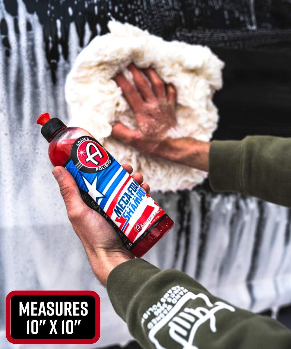 Adam's Polishes 10 Professional Wool Wash Pad - Plush Synthetic Car Wash Pad is Gentle On Auto Paint Without Worry of Scratches or Swirls - Car Soap & Wax Safe Detailing Tool for Car or Truck
