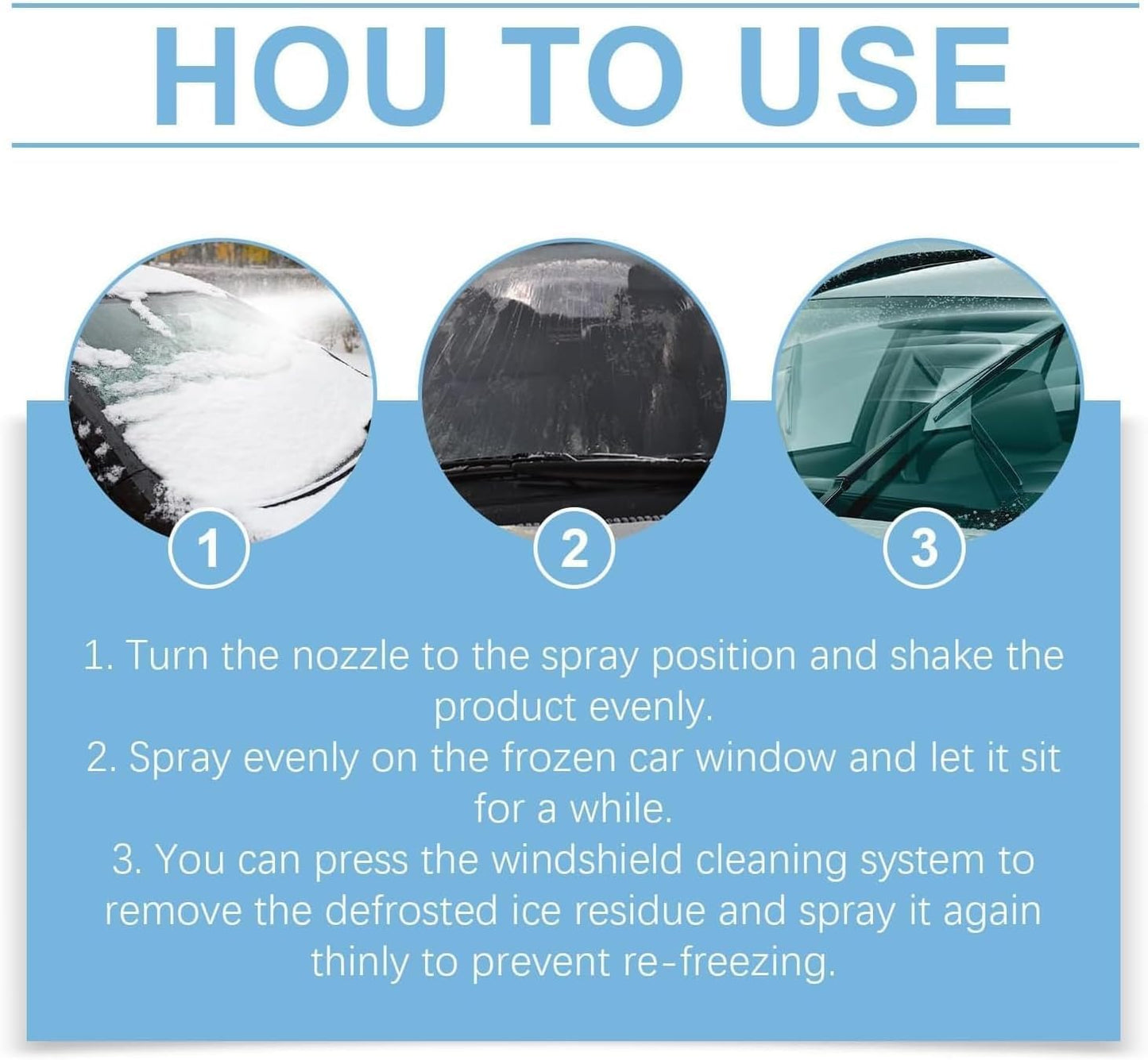 Glass DE-ICER, De-Icer for Car Windshield Defroster, Window Snow Spray, Window Defroster, Windshield deicer Sprayer Ideal for Car Windscreens, Winter Essentials