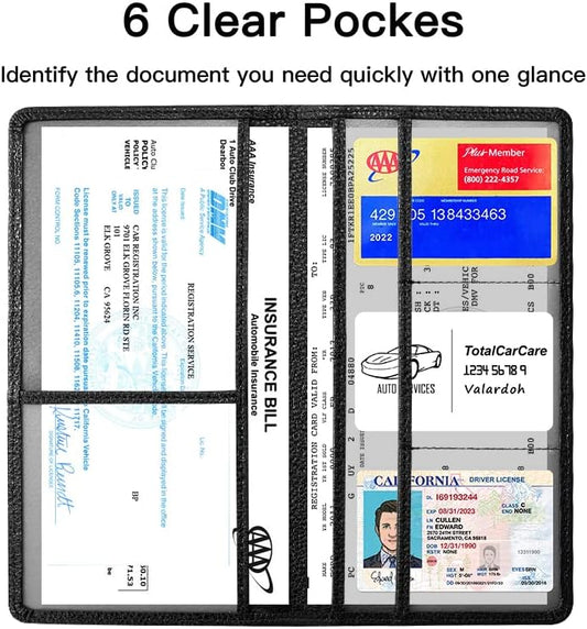 Valardoh Premium Car Registration and Insurance Card Holder, Car Document Holder for Cards, Driver License & other Essential Documents (Pink)