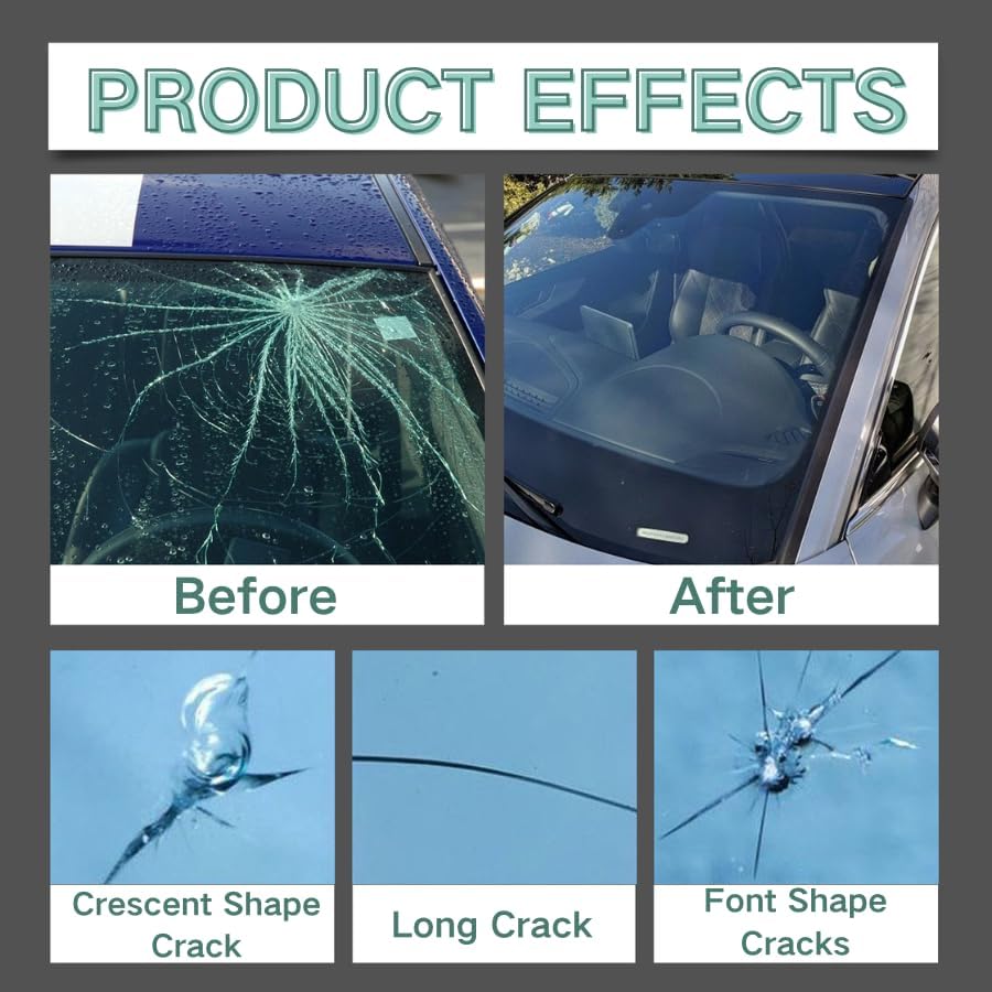 Windshield Crack Repair Kit, 2025 New Premium Windshield Repair Kit, Quick Glass Repair Liquid, for Windshields, Windows, Mirrors and All Glass Crack Types(2pcs)