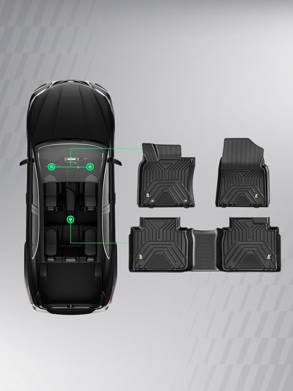 YHTAUTO Floor Mats Compatible with Toyota Avalon 2019-2023, TPE Floor Liners All-Weather Protection Custom Fit, 1st & 2nd Row, Set of 3