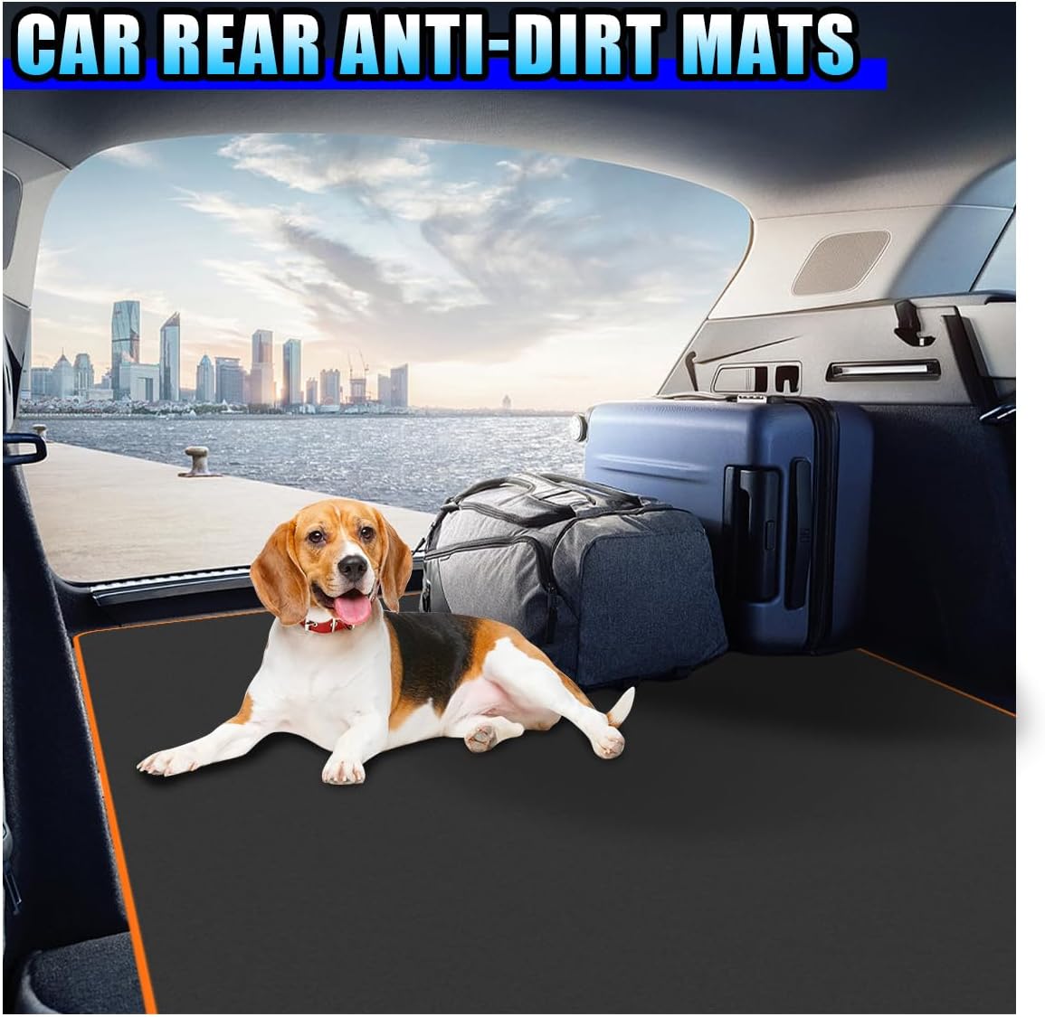 ZIMISI Car Cargo Liner for Dogs, Waterproof Non-Slip Dog Seat Mat, Anti-Scratch Rear Bumper Guard for Cars, Foldable Pet Cargo Cover, Universal Car Rear Trunk Accessories for Cars/SUVs/Trucks (Black)