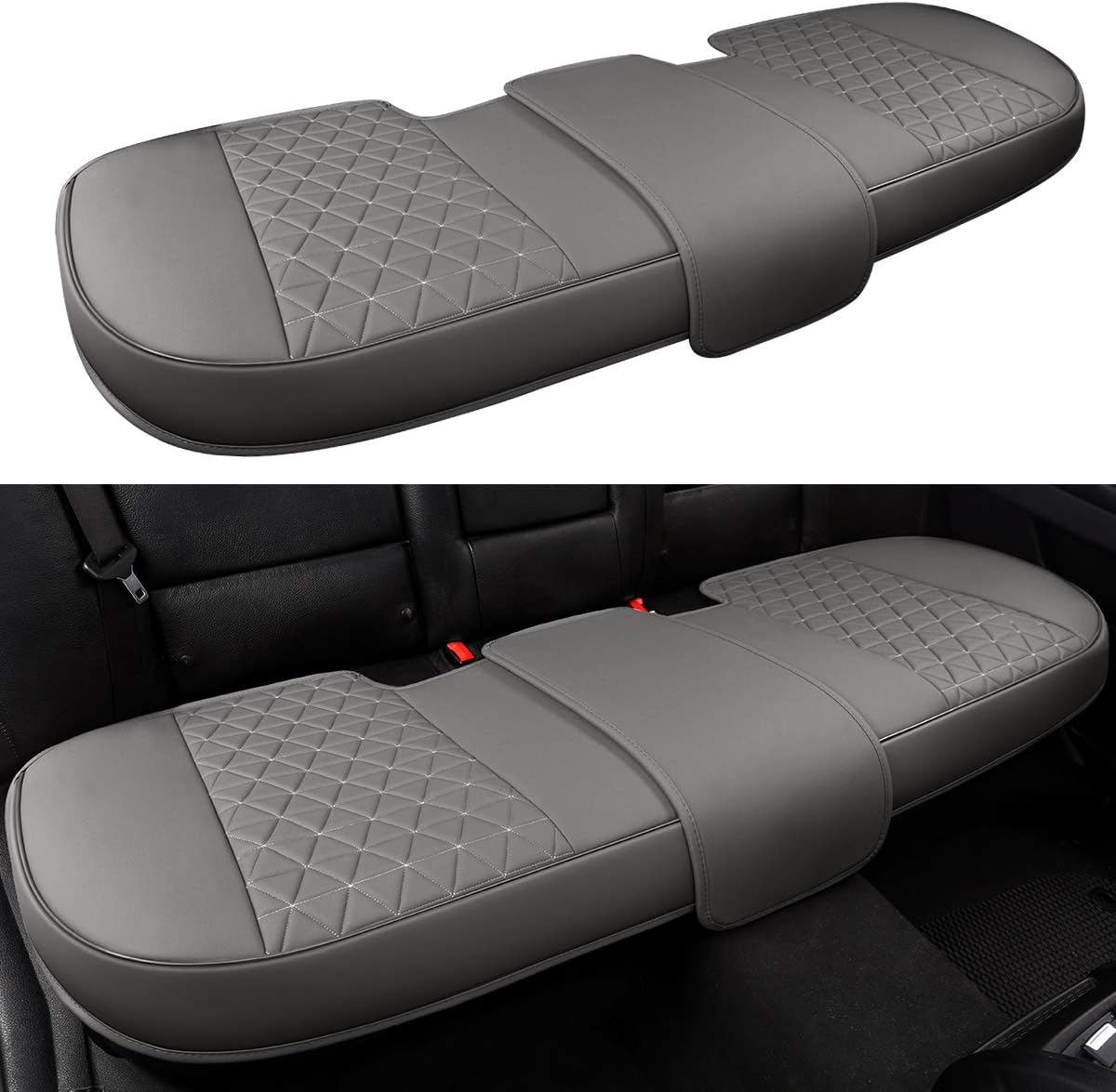 Black Panther Luxury Faux Leather Car Seat Cover Front Bottom Seat Cushion Cover, Anti-Slip and Wrap Around The Bottom, Fits 95% of Vehicles - 1 Piece,Black