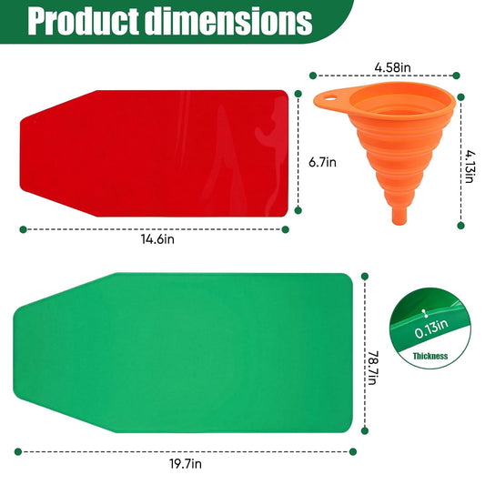 Flexible Oil Drain Funnel Set, 3PCS Reusable Silicone Foldable Oil Funnel for Spill-Free Oil Change, Moldable Draining Tool for Car Truck Motorcycle Garage Use