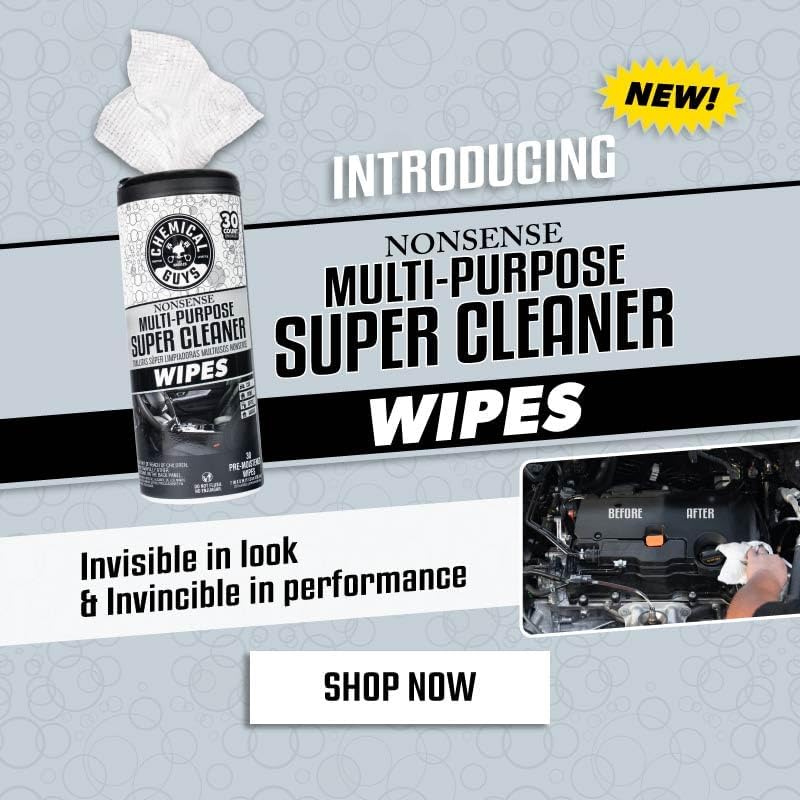 Chemical Guys Nonsense All Purpose Cleaner Wipes - 30 Count Canister For Car Interior And Exterior - Safe On Vinyl, Rubber, Plastic, Leather, Carpet, Upholstery, And More - Residue-Free Cleaning Power