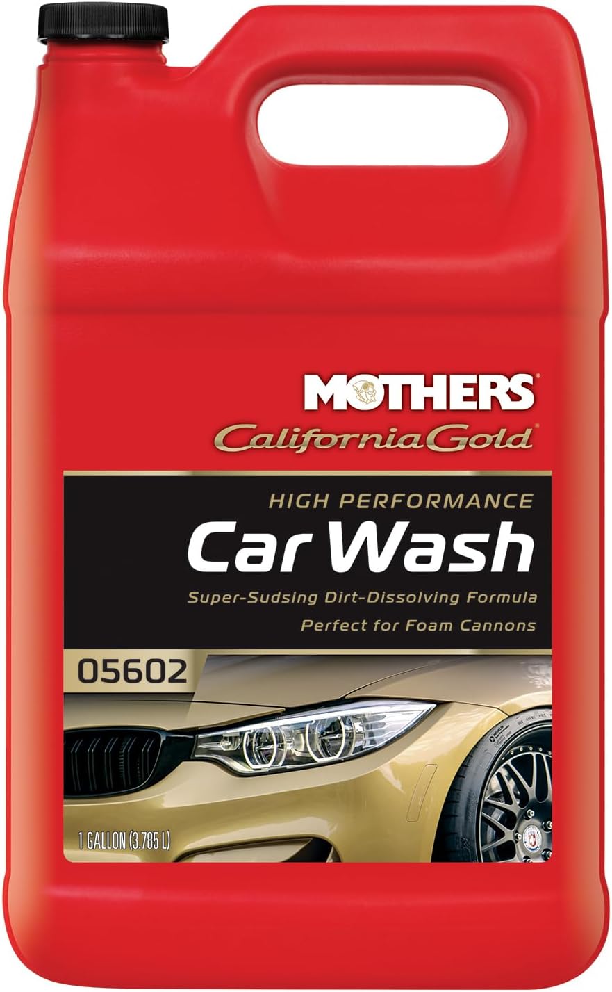 Mothers California Gold High Performance Car Wash, 64 oz. — pH Balanced, Eco-Friendly, Super-Sudsy, Foam Cannon, Safely Cleans Without Stripping Wax, Sealant or Coating, Removes Dirt & Grime (05664)