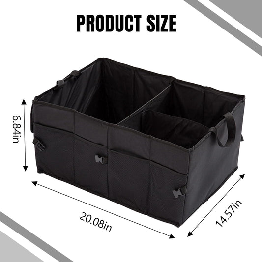 Hovom Car Trunk Organizer, Collapsible Trunk Backseat Organizer, Multi-Compartment Car Organizers and Storage, Foldable Trunk Storage Organizer for SUV, Road Trip Essentials Accessories (1PCS)