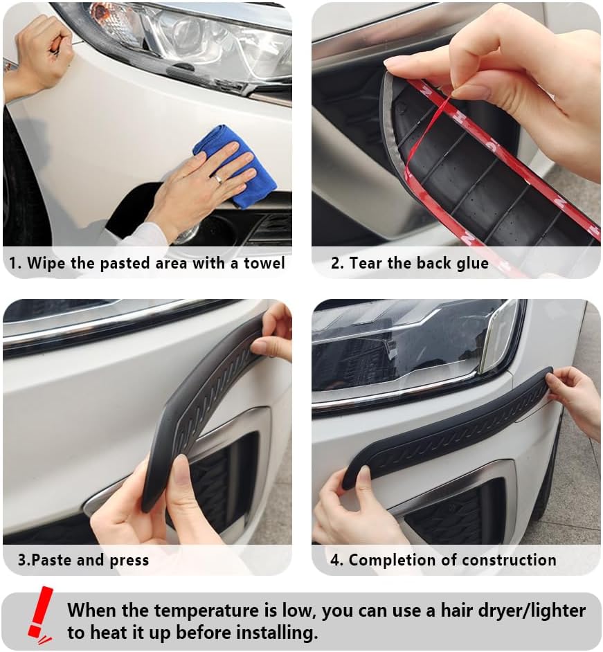 2PCS Rubber Car Bumper Guard,Anti-Collision Anti-Scratch Car Rear Bumper Protector Strip,Universal Car Bumper Protector Guard Car Exterior Accessories for Cars Trucks SUVs (Black)