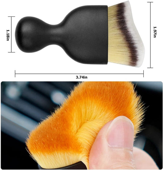 Blilo Car Interior Detailing Brush, Auto Soft Hair Cleaning Brushes, Curved Dirt Dust Collectors, Removal Tool for Dashboard Air Conditioner Vents Leather, Scratch Free (Black/1PCS)