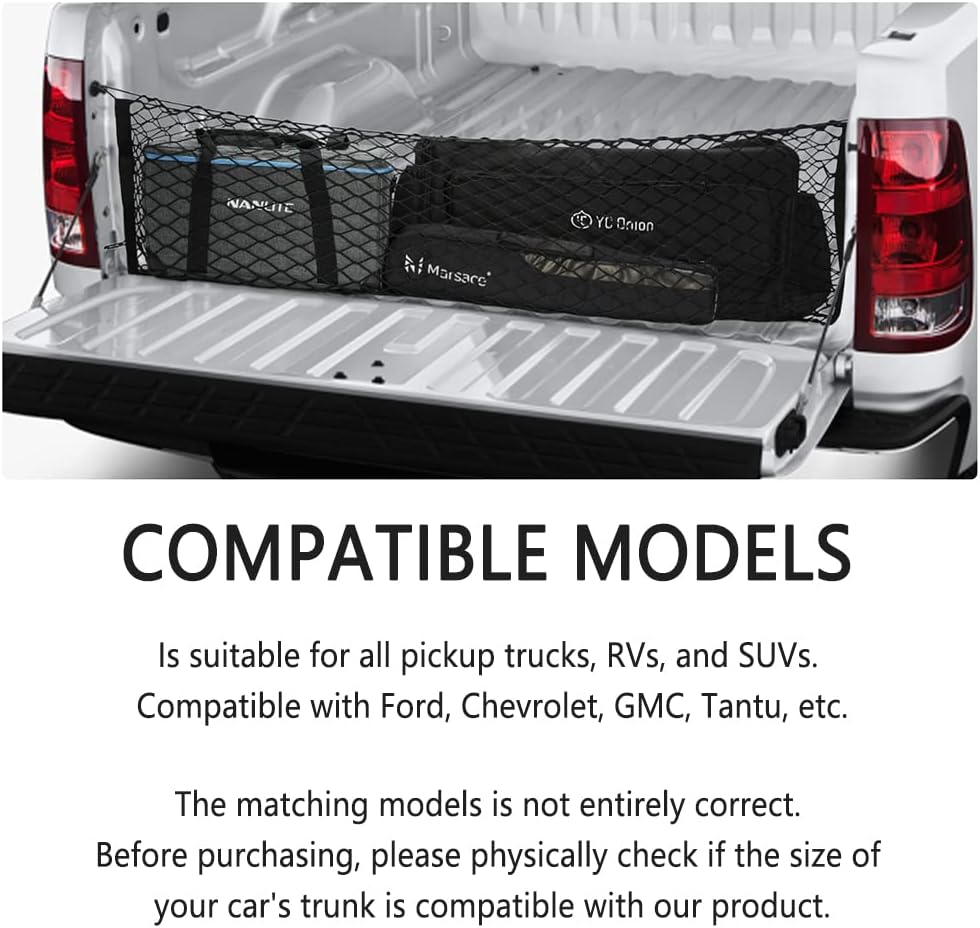 Car Rear Cargo Net with Good Elasticity&Tensile Strength Trunk Net Organizer for SUV Truck,Ideal Car Net Keeps Overlanding Accessories (L 43.3''x15.74'')