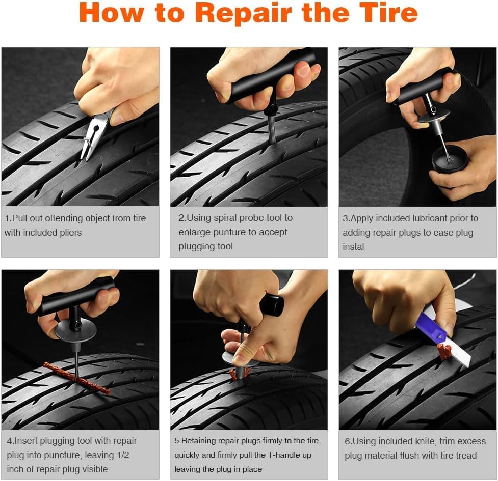 AUTOWN Tire Repair Kit - 68pcs Heavy Duty Tire Plug Kit, Universal Tire Repair Tools to Fix Punctures and Plug Flats Patch Kit for car Motorcycle, Truck, ARB,ATV, Tractor, RV, SUV, Trailer
