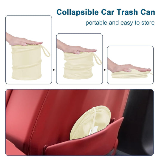 Car Trash Can, 2 Packs Mini Collapsible Pop-up Car Garbage Can, Waterproof Hanging Car Trash Bag with Velcro, Car Trash Bin, Black