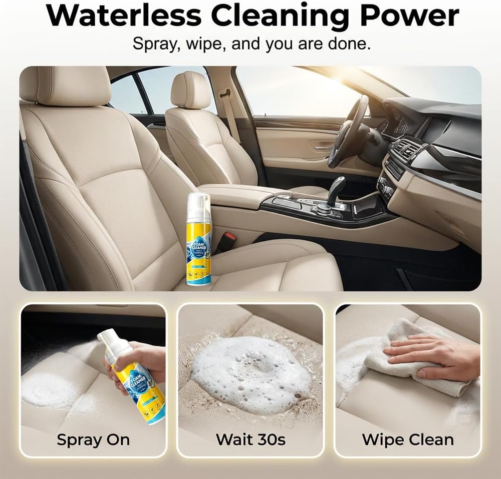 Cecurpo 4-in-1 Multi-Enzyme Foam Spray Cleaner, Multi-Action Foam Stain Remover Spray, Powerful and Multipurpose Car Interior Foam Cleaner, Professional Foam Cleaner for Plastic, Fabric (1)