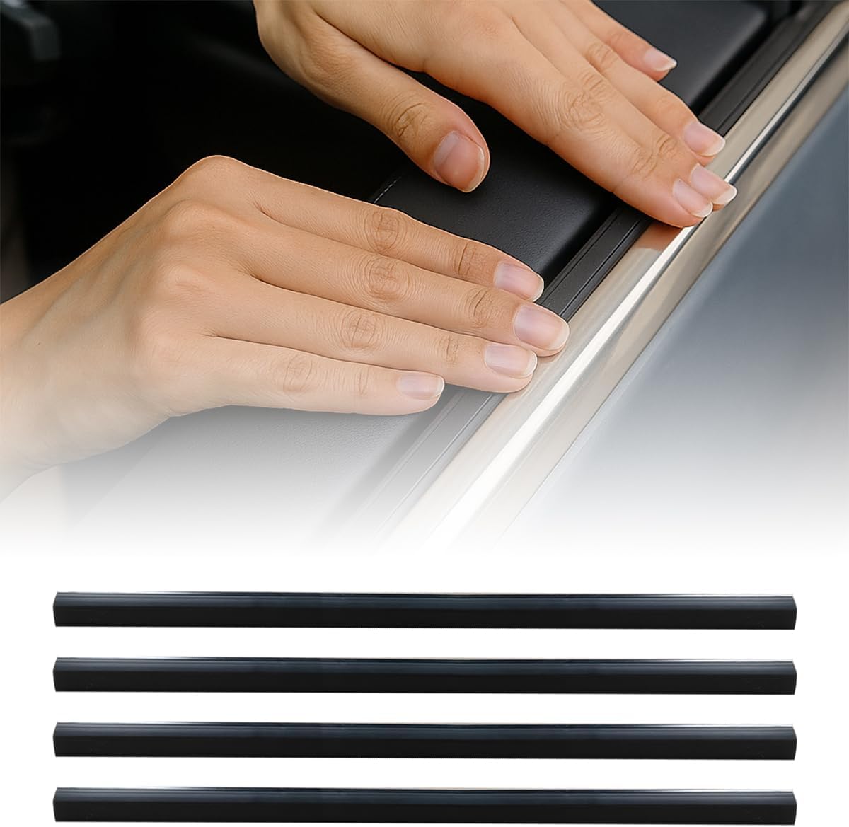 Car Rubber Side Window Wiper Blade, Multi-Function 14" Auto Door Glass Insert Wiper Strips, Universal Waterproof Automotive Window Gap Filler Accessories for Cars, Trucks, SUVs (2PCS)