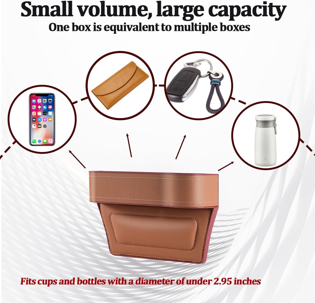 2PCS Car Seat Gap Filler Organizer, Leather Multi-Functional Vehicle Console Gap Pocket Organizer with Cup Holder, Automotive Seat Crevice Filler Storage Box, Universal for Vehicles (Black)